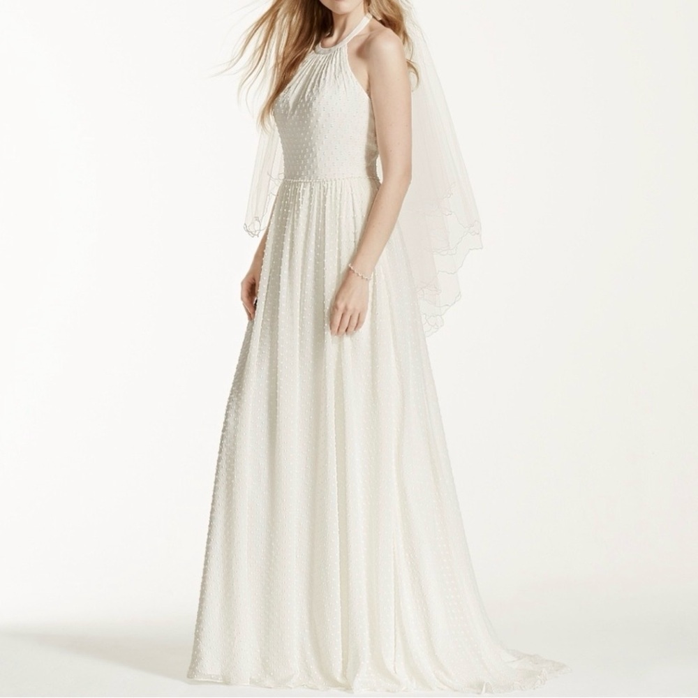 NWOT Galina Dotted Chiffon A-Line Wedding Gown KP3697 Size 20W
